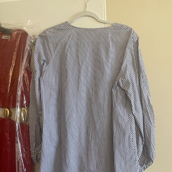 NWOT$275 - Tibi Stylish Blue Striped Long-Sleeve Blouse - Sz S - Picture 6 of 6